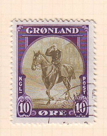 Greenland Sc13 1945 10 ore Christian X on  Horse stamp